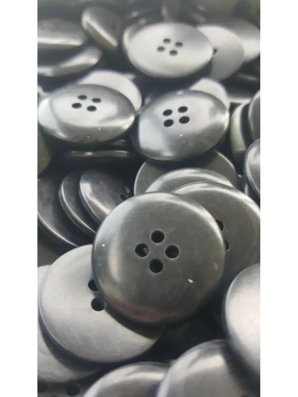 Midnight Black Buttons, 4 Hole Sewing/Crafts Buttons 15mm - 24 Pieces (044)